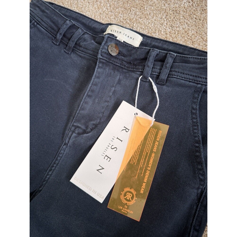 Risen Jeans 9/29 Cargo High Rise Navy Blue Stretch Denim Womens Jeans NWT - Picture 5 of 8